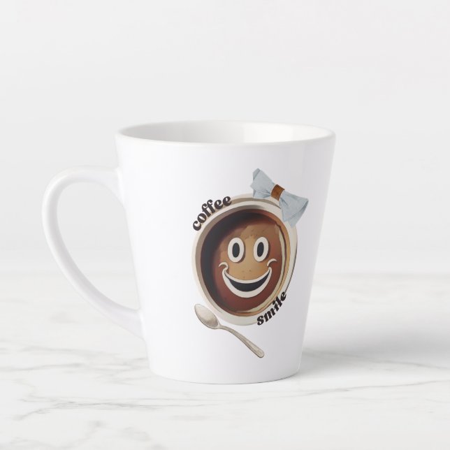 Coffee Smile Funny Cute Sweet Latte Mug (Left)