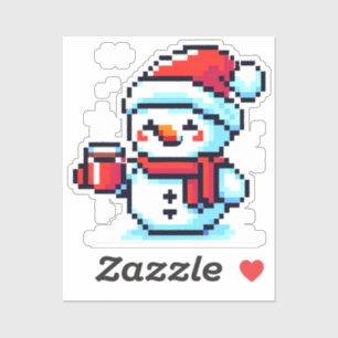 Coffee Snowman - Cozy Pixel Art Christmas Design
