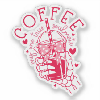 Coffee Soulmate Red Hearts Skeleton Hand 