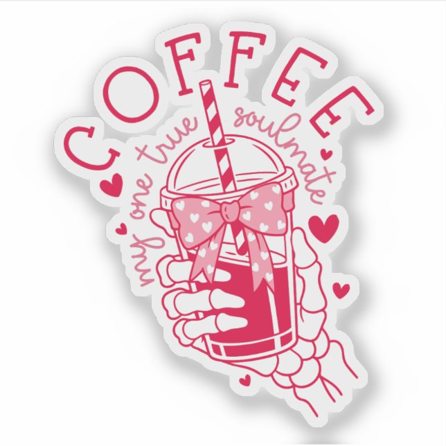 Coffee Soulmate Red Hearts Skeleton Hand  (Front)