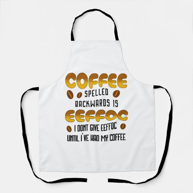 Coffee Spelled Backwards Coffee lover Apron (Front)