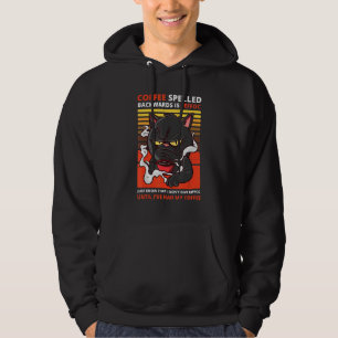 Coffee Spelled Backwards Is Eeffoc Black Cat Drink Hoodie