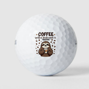 Coffee Spelled Backwards is eeffoC Caffeine Sloth Golf Balls
