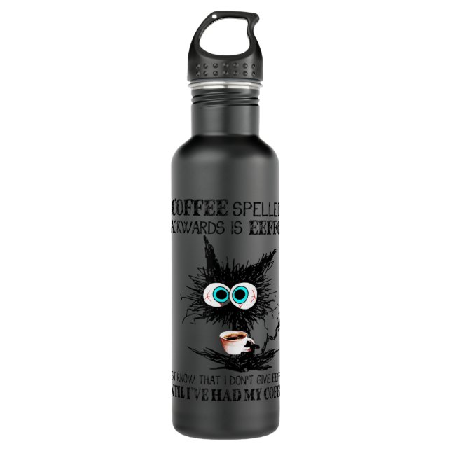 Coffee Spelled Backwards Is Eeffoc Cat Coffee Love 710 Ml Water Bottle (Front)