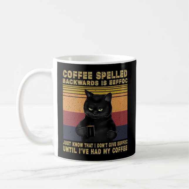 Coffee Spelled Backwards Is Eeffoc Cats Drink Coff Mug (Left)