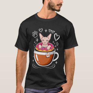 Coffee Sphynx Canadian Hairless Cat Doughnut T-Shirt
