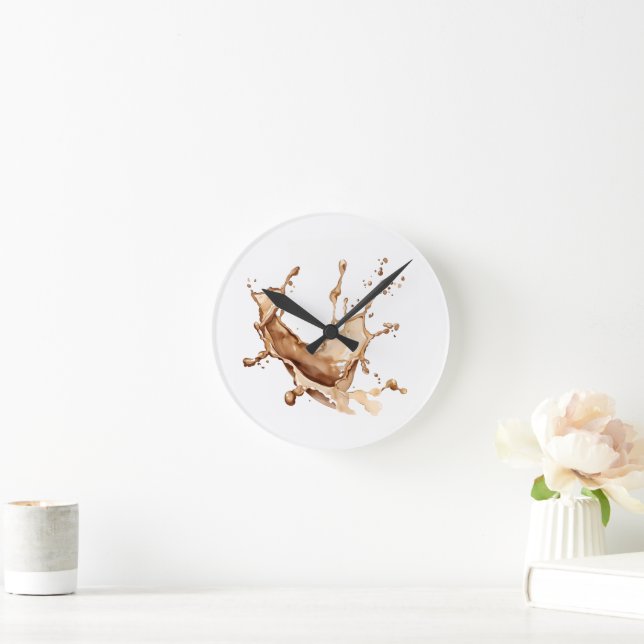 Coffee Spill Round Clock (Home)