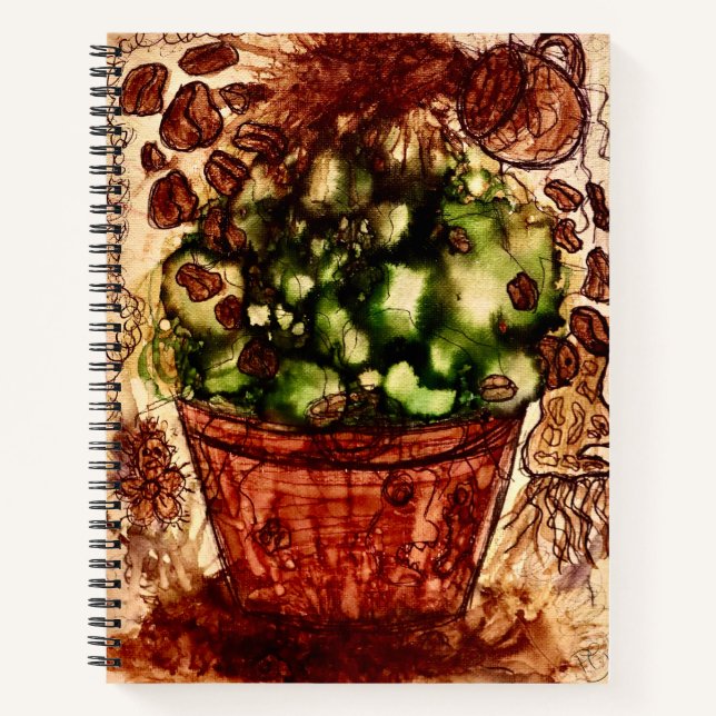 Coffee Splash Art Notebook – Vibrant Coffee Bean W (Front)