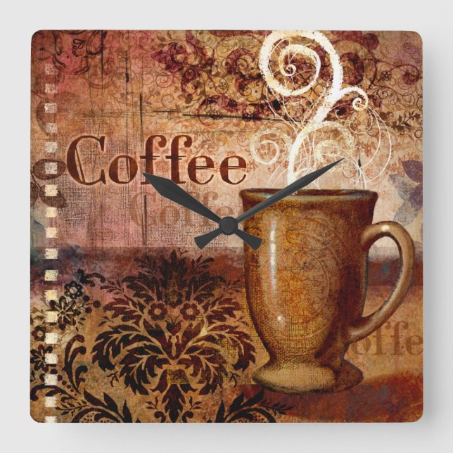 Coffee Square Wall Clock (Front)