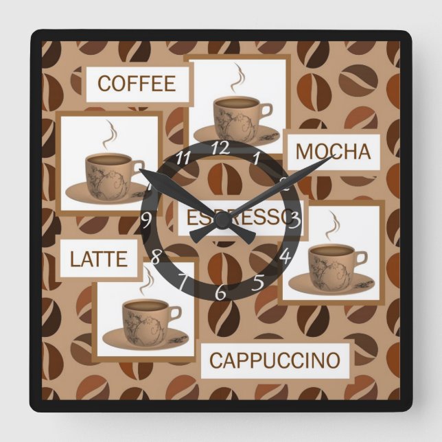 Coffee  square wall clock (Front)