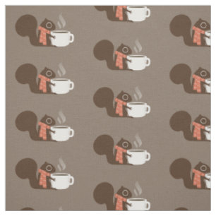Coffee Squirrel   Warm Winter Holiday Animal Art Fabric