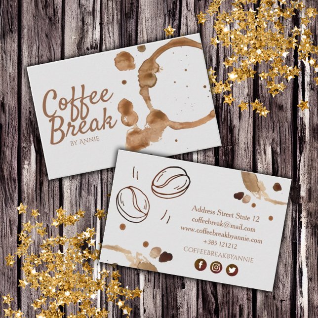 Coffee Stain And Beans Business Card (Creator Uploaded)