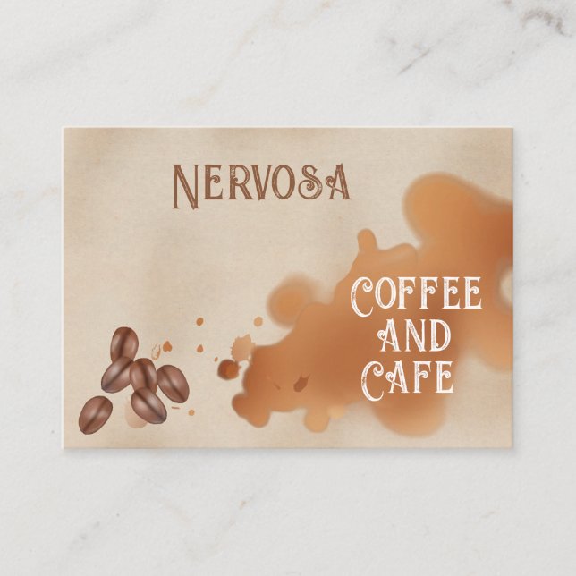 Coffee Stain and Beans Contemporary Business Card (Front)