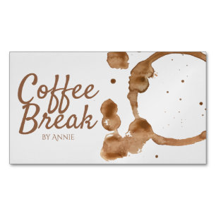 Coffee Stain And Beans Magnetic Business Card
