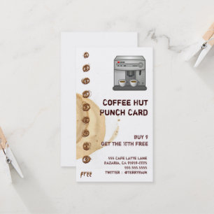 Coffee Stain and Espresso Machine Punchcard Loyalty Card