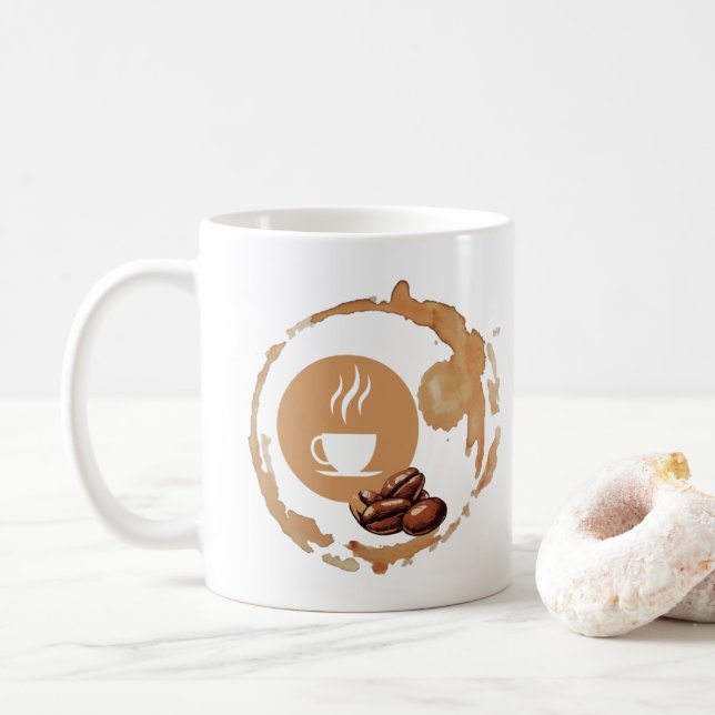 Coffee Stain Coffee Mug (With Donut)