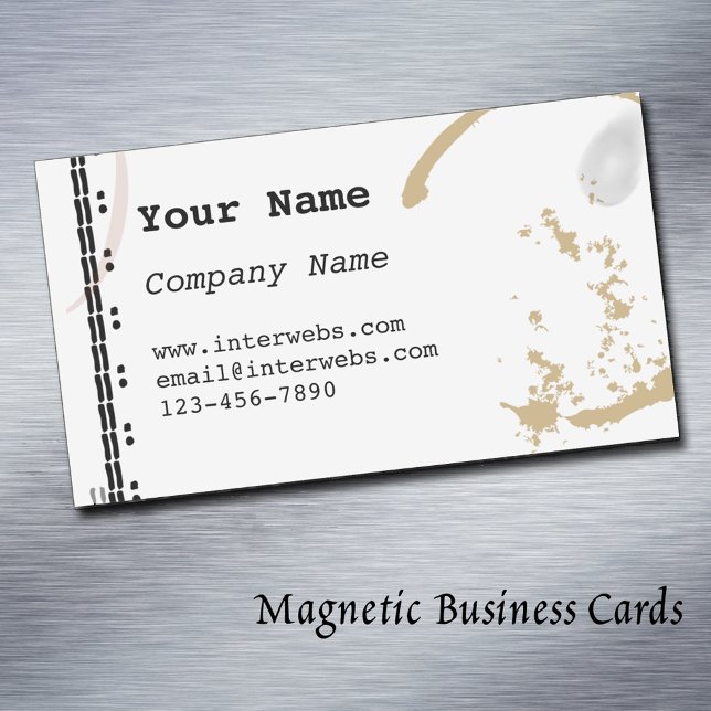 Coffee Stain Typeart Custom Magnetic Business Card (typewriter grunge artist author Editable Magnetic Business Cards)