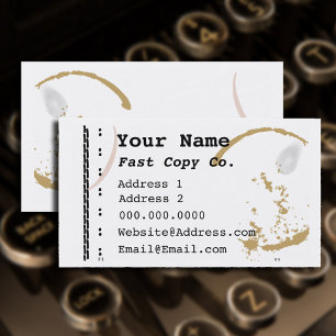 Coffee Stain Typewriter Grunge Business Card