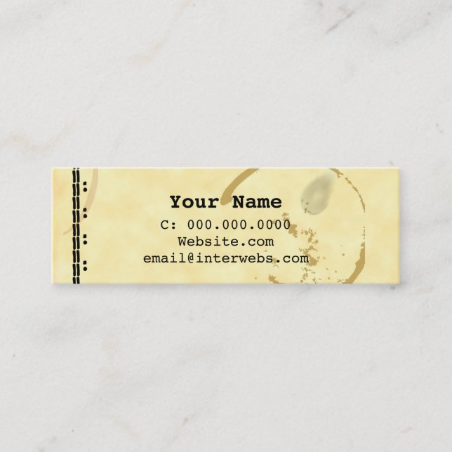 Coffee Stain Typewriter Grunge Business Cards (Front)