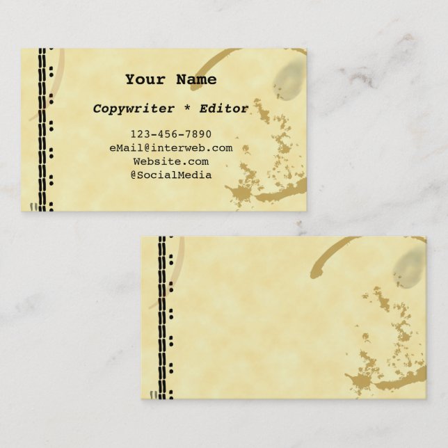Coffee Stain Typewriter Grunge Business Cards (Front/Back)