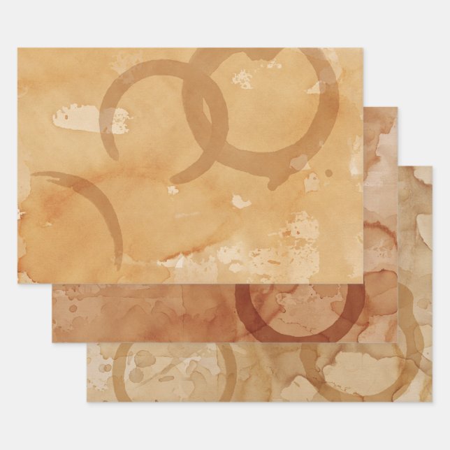 Coffee Stain Wrapping Paper Sheets (Set)