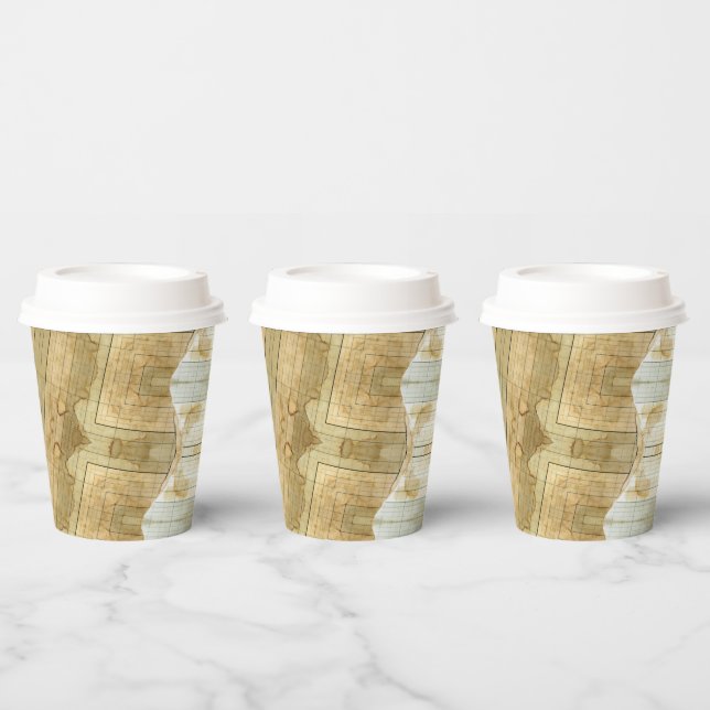 Coffee stained collage ledger paper cups (Multi)