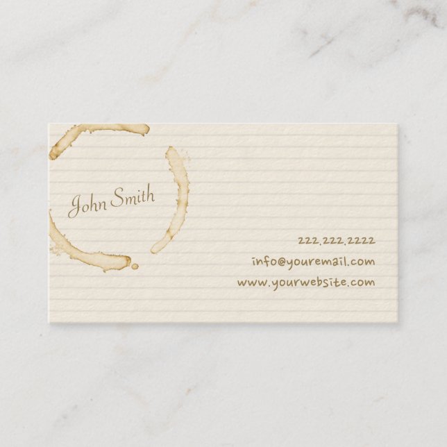 Coffee Stained Handwriting Script Calling Card (Front)