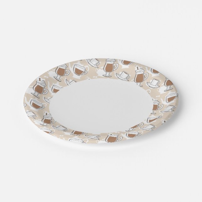 Coffee, sweet pattern paper plate (Angled)