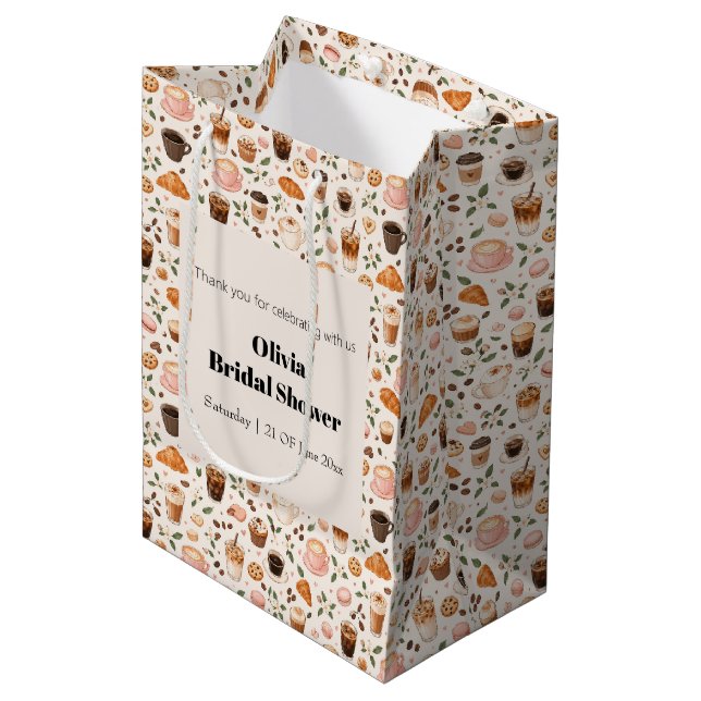 Coffee & Sweet Treats Pattern Gift Bag  (Front Angled)