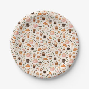 Coffee & Sweet Treats Pattern Paper Plates