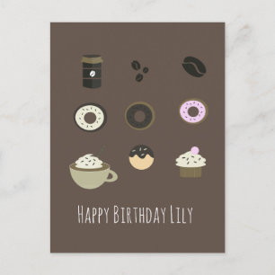 Coffee Sweets Happy Birthday Name Card