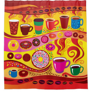 Coffee Swirl and Sugar Rush Shower Curtain