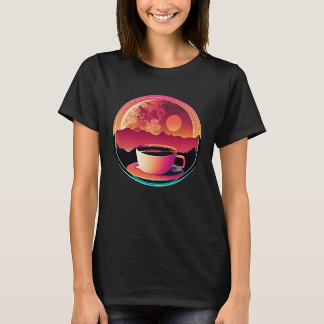 Coffee Synthwave 80s Retrowave Aesthetic  1 T-Shirt (Front)
