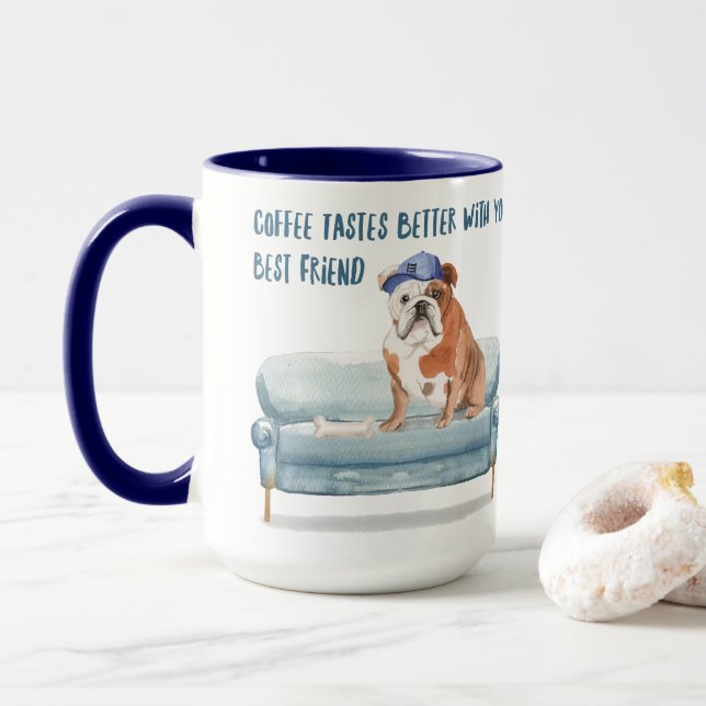 Coffee Tastes Better.. English Bulldog Edition Mug (With Donut)