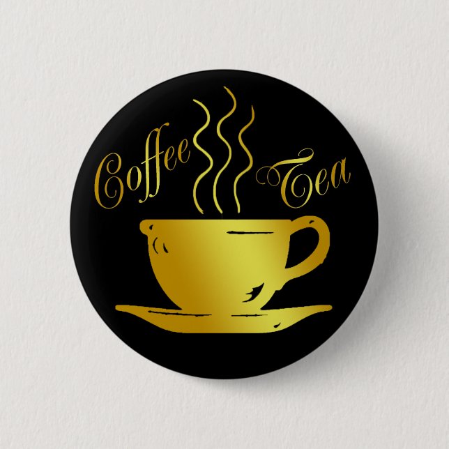 COFFEE & TEA 6 CM ROUND BADGE (Front)