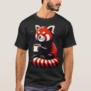 Coffee Tea Drinking Red Panda Zoo Animal Lover T-Shirt