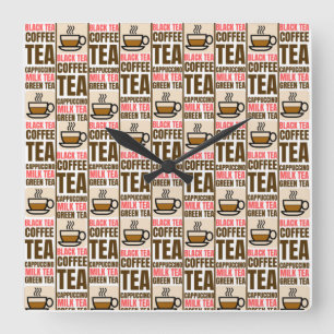 COFFEE TEA PATTERN, Acrylic Wall Clock