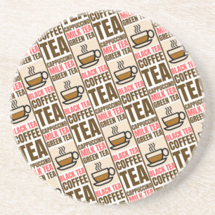 COFFEE TEA PATTERN, Sandstone Coaster