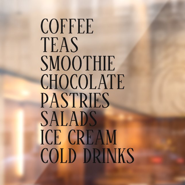 Coffee,Tea & Salads Window Vinyl –Transparent Food (Sheet 2)