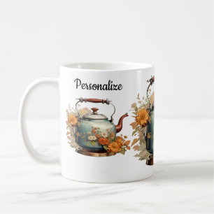 Coffee Tea Time Pretty Flowers Floral Pot Design Mug
