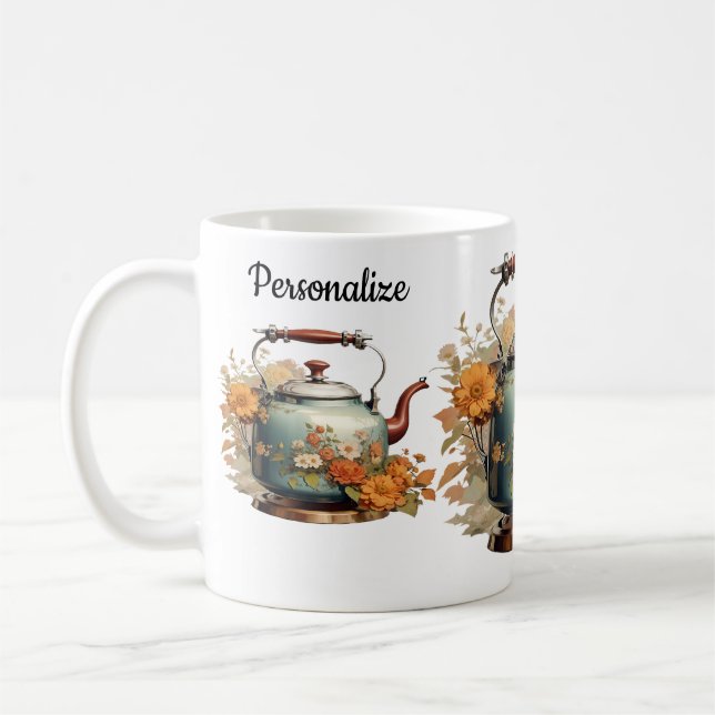 Coffee Tea Time Pretty Flowers Floral Pot Design   Mug (Left)
