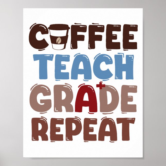 Coffee. Teach. Grade. Repeat Poster (Front)