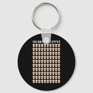 Coffee Teacher 100 Coffee Cups 100th Day School Key Ring