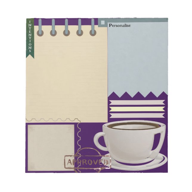 Coffee Teacup Diary Notes Personal ScrapbookPaper (Front)