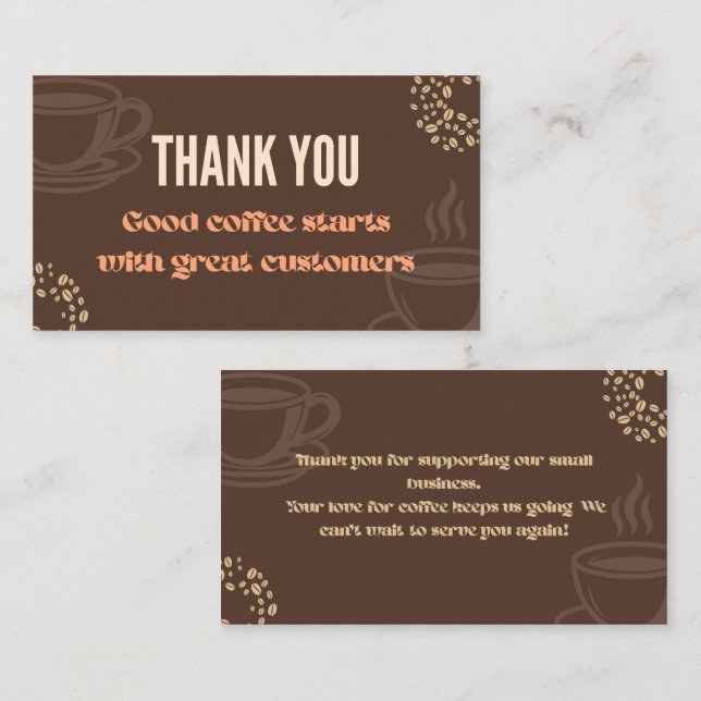 Coffee Thank You Minimal Cafe Card (Front/Back)