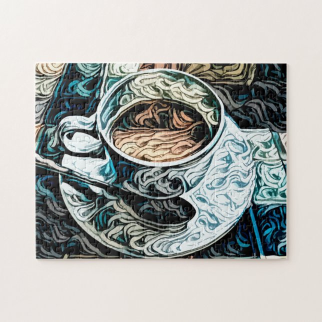 Coffee Theme Artsy Fine Art Jigsaw Puzzle (Horizontal)