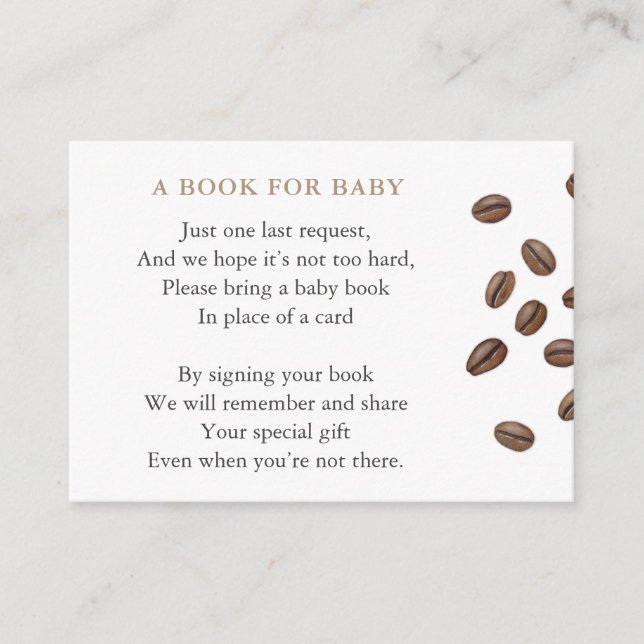 Coffee Theme Baby Shower Bring A Book For Baby Enclosure Card (Front)