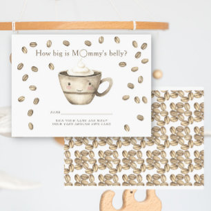 Coffee theme Baby shower How big is mummy's belly Enclosure Card