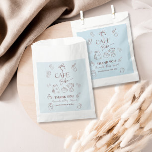 Coffee Theme Blue Bow Cafe Bebe Boy Baby Shower Favour Bag