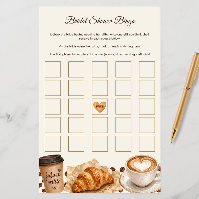 Coffee Theme Bridal Shower Gift Bingo Game Card (Coffee Theme Bridal Shower Gift Bingo Game Card)